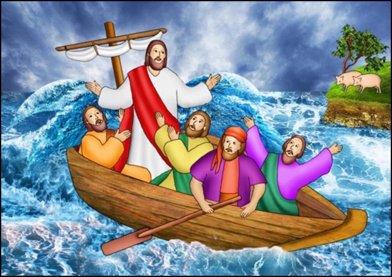 Jesus and His Disciples in a Boat