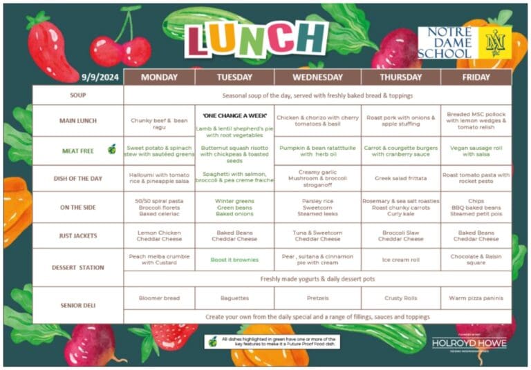 Lunch Menu Sep 9th