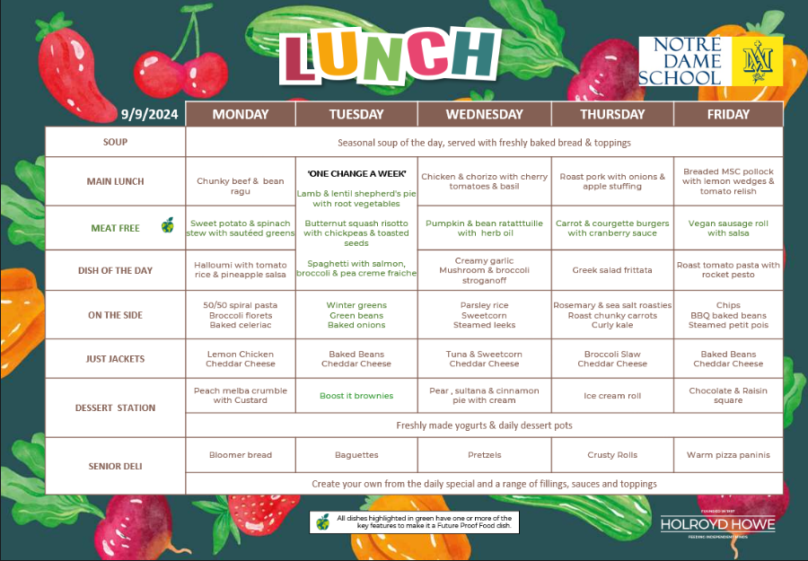 Lunch Menu Sep 9th