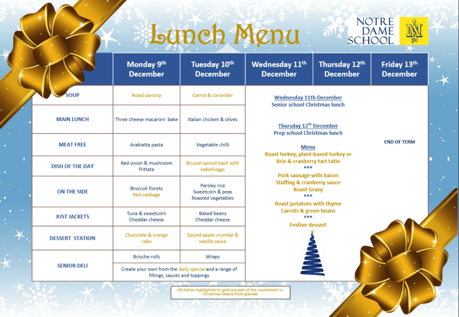 EYFS Menu Dec 9