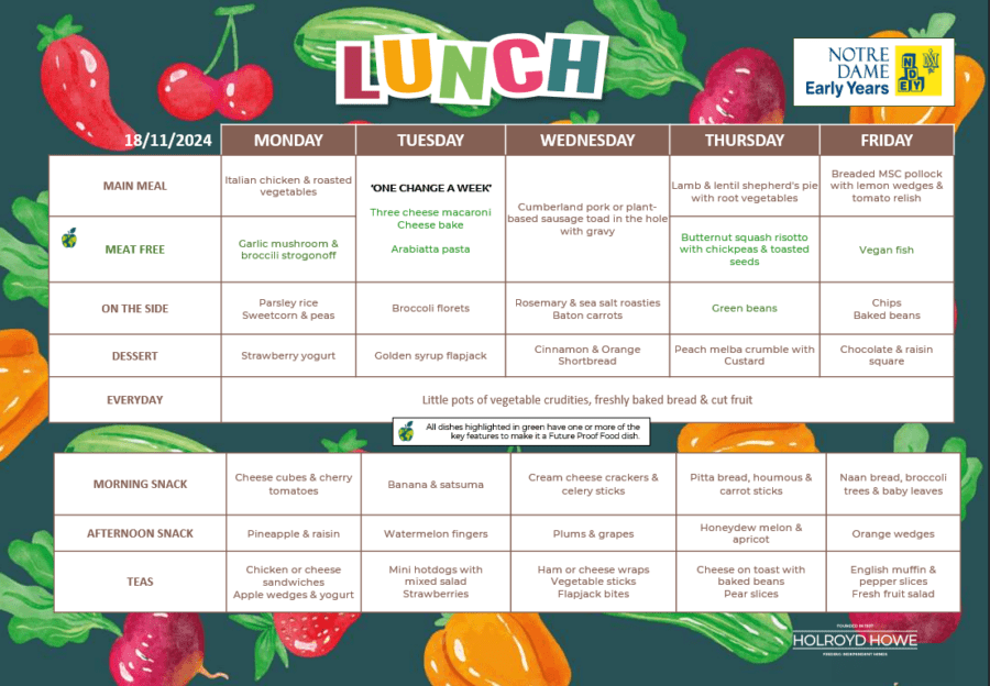 EYFS Menu Nov 18