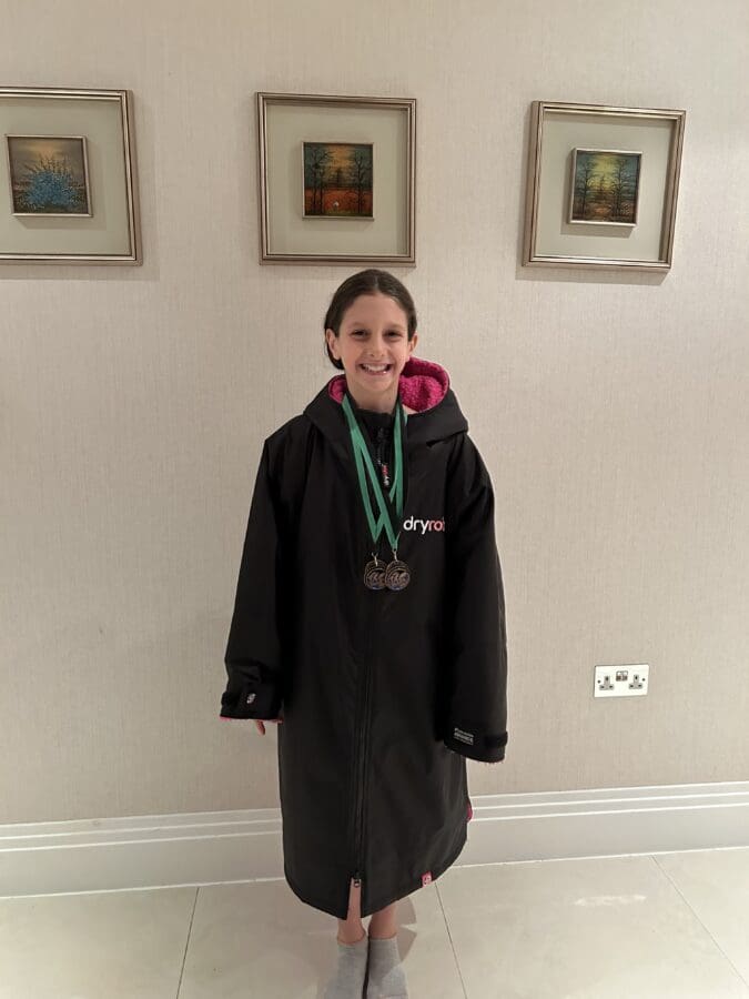 Lydia medals at Maidenhead MArlins Gala