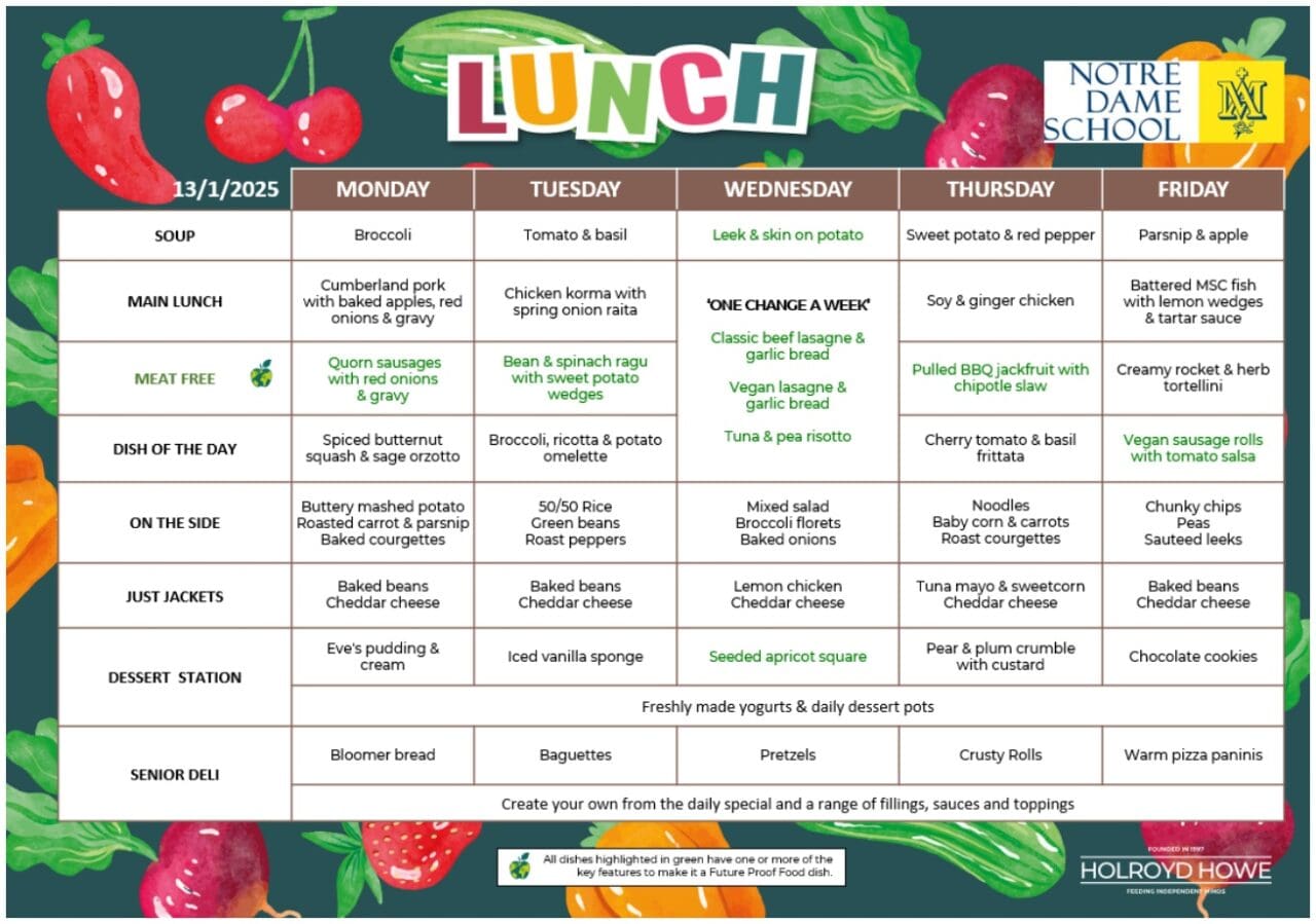 Lunch Menu Jan 13