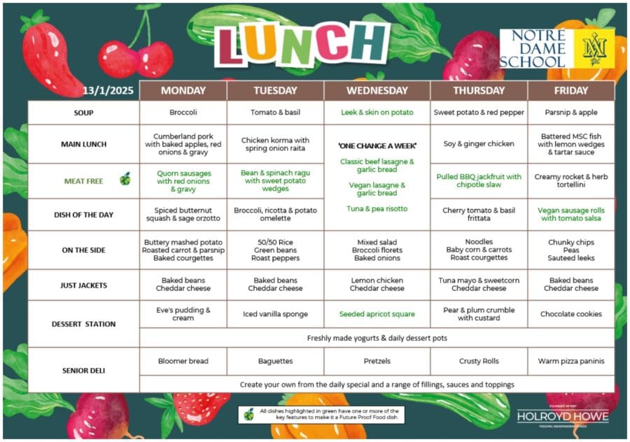 Lunch Menu Jan 13