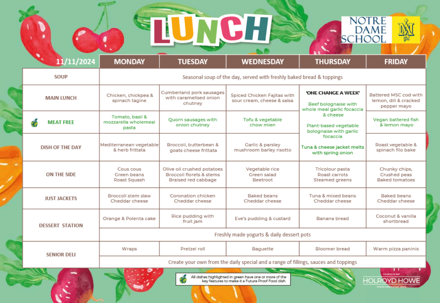 School Lunch Menu Nov 11