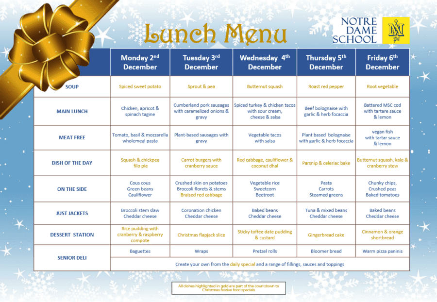 EYFS Menu Dec 2