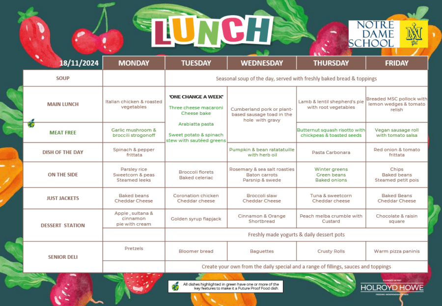 School Menu Nov 18