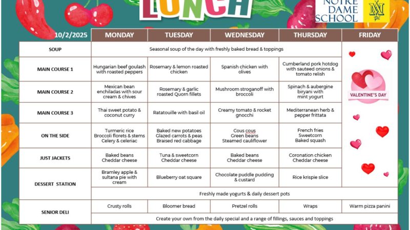 Lunch Menu Feb 10