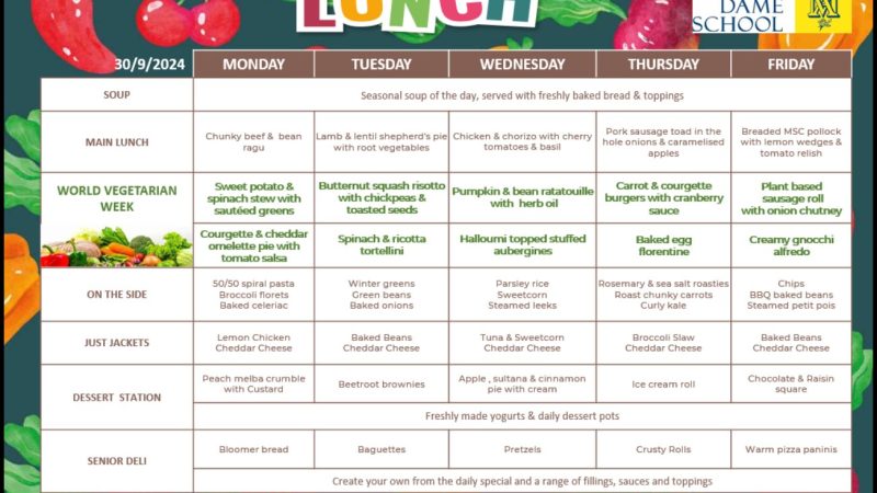 Lunch Menu Sep 30