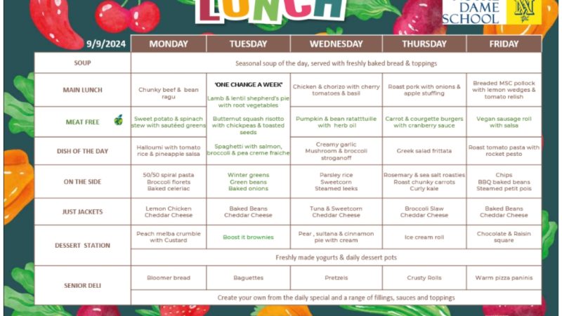 Lunch Menu Sep 9th