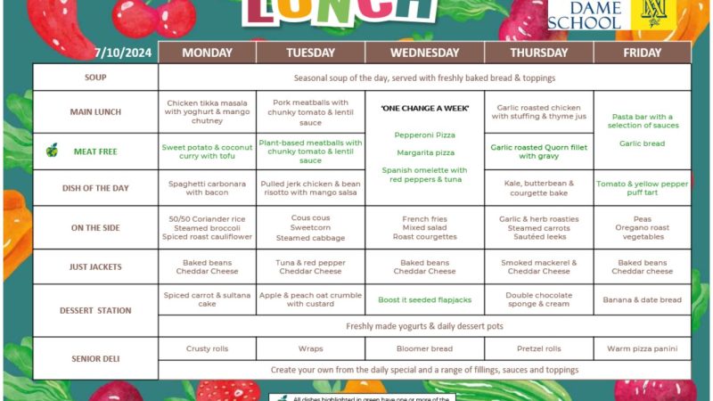 Lunches Menu Oct 4