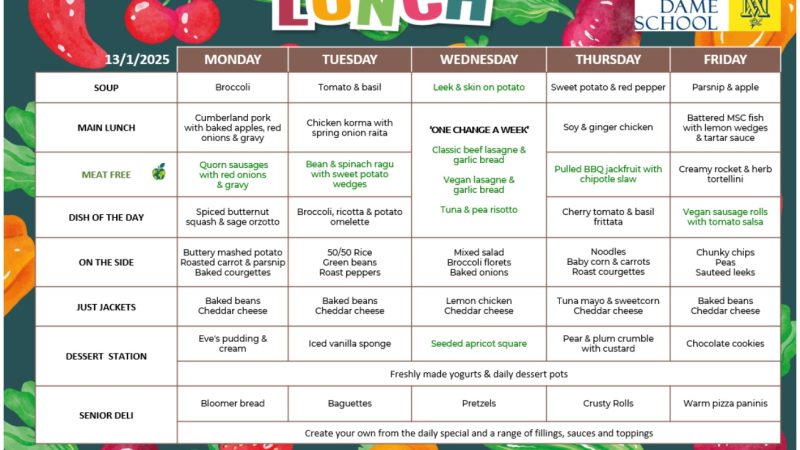 Lunch Menu Jan 13