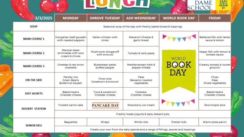 School Lunch Menu March 3