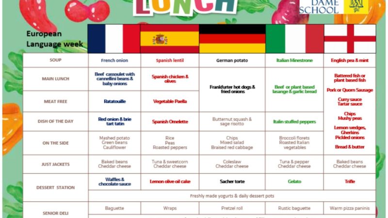 School Lunch Menu Sep 23