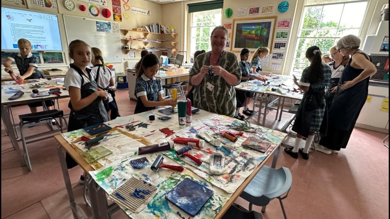Year 5 Gel Painting with Mrs Finch