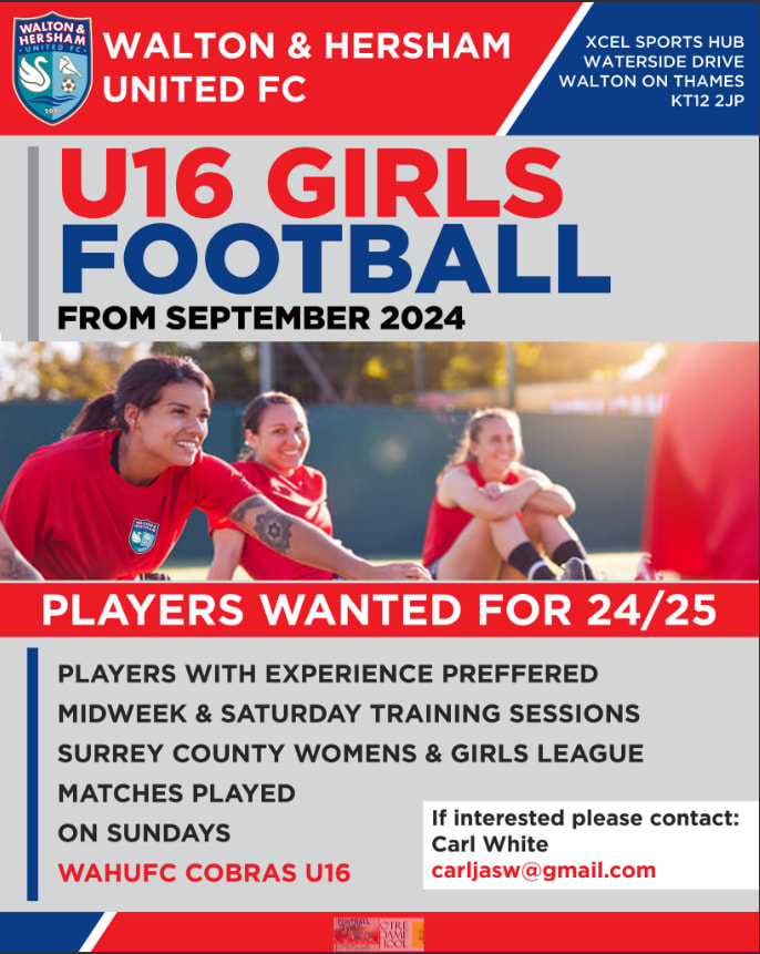 Walton and Hersham United Football Club - U16 Girls Wanted