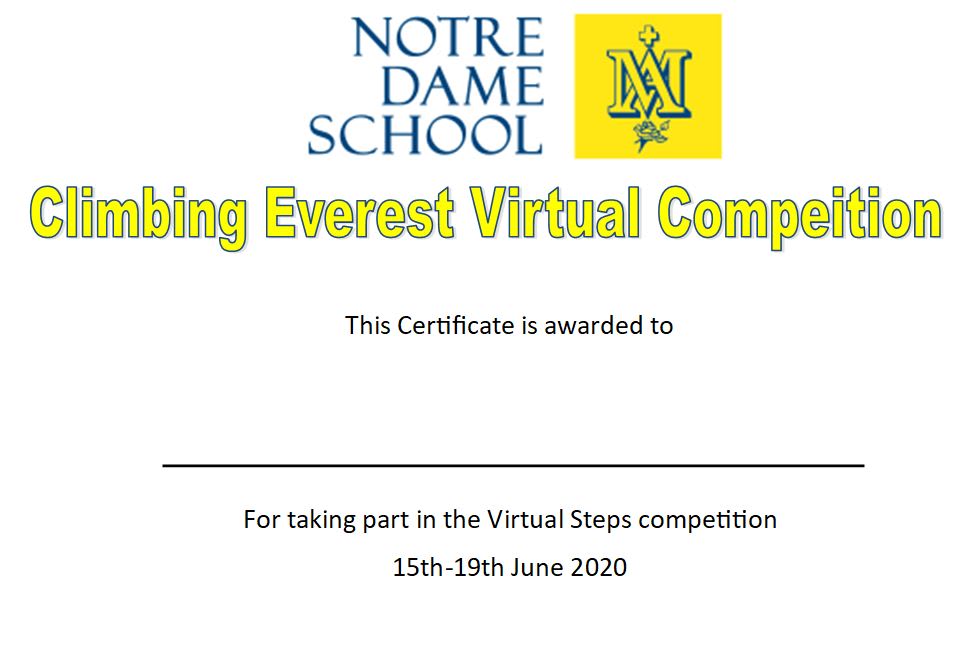 Virtual Step Challenge Certificate